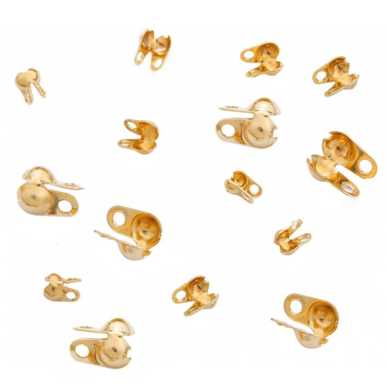 50pcs 18k ชุบทองทองแดง Connector Clasp Fitting Ball Chain Calotte End Crimps ลูกปัดสร้อยข้อมือ Connector Clasp ส่วนประกอบ Diy สําหรับเครื่องประดับทํา