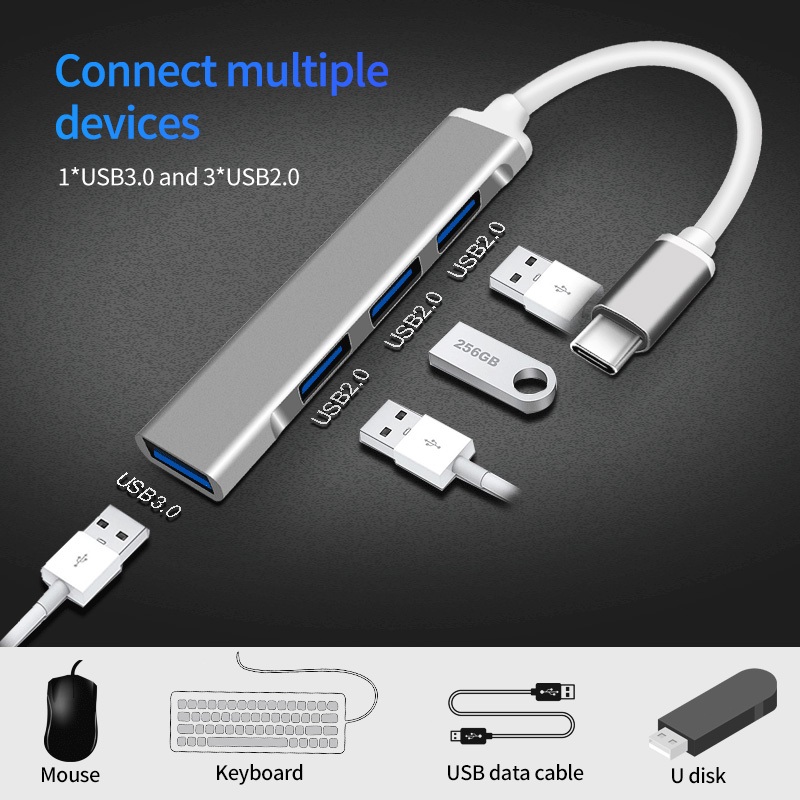 Ankndo 4 in 1 USB Type C Hub Adapter 4/7 พอร์ต 3.0 ประเภท C Multi OTG USB Splitter Expander สําหรับแล็ปท็อปพีซี