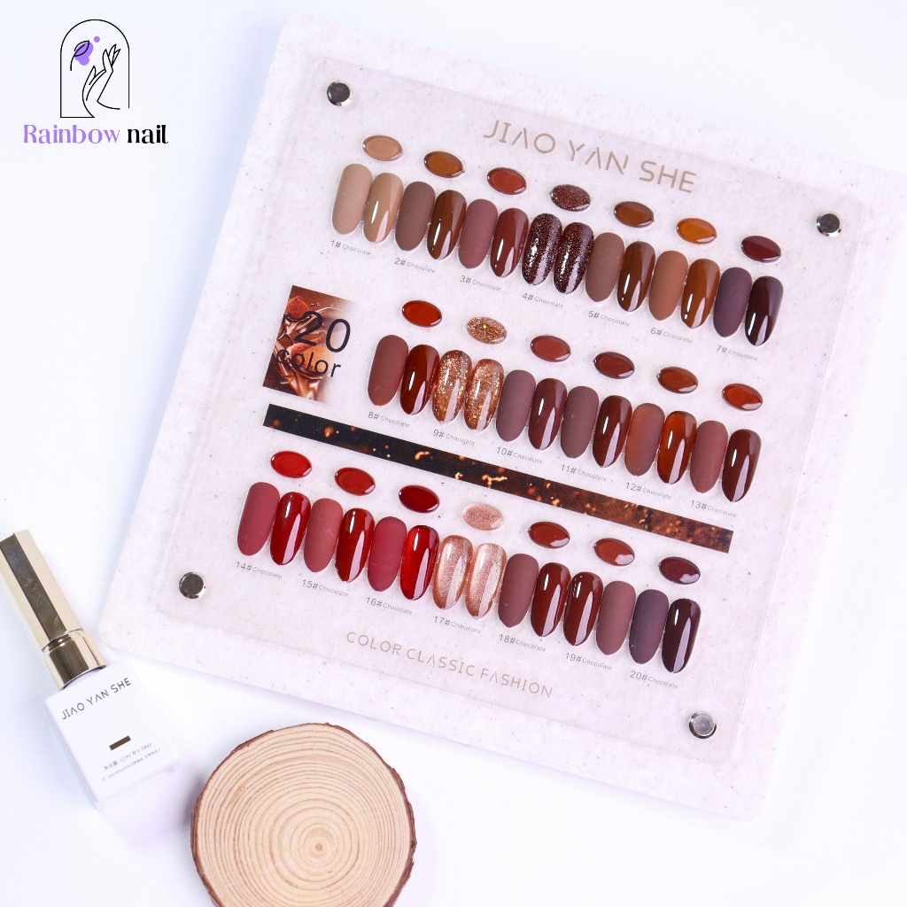 JYS 20 สี ชุดยาทาเล็บ แผนภูมิแสดงสีฟรี（JIAO YAN SHE）ความอิ่มตัวสูง Caramel Chocolate Color Series