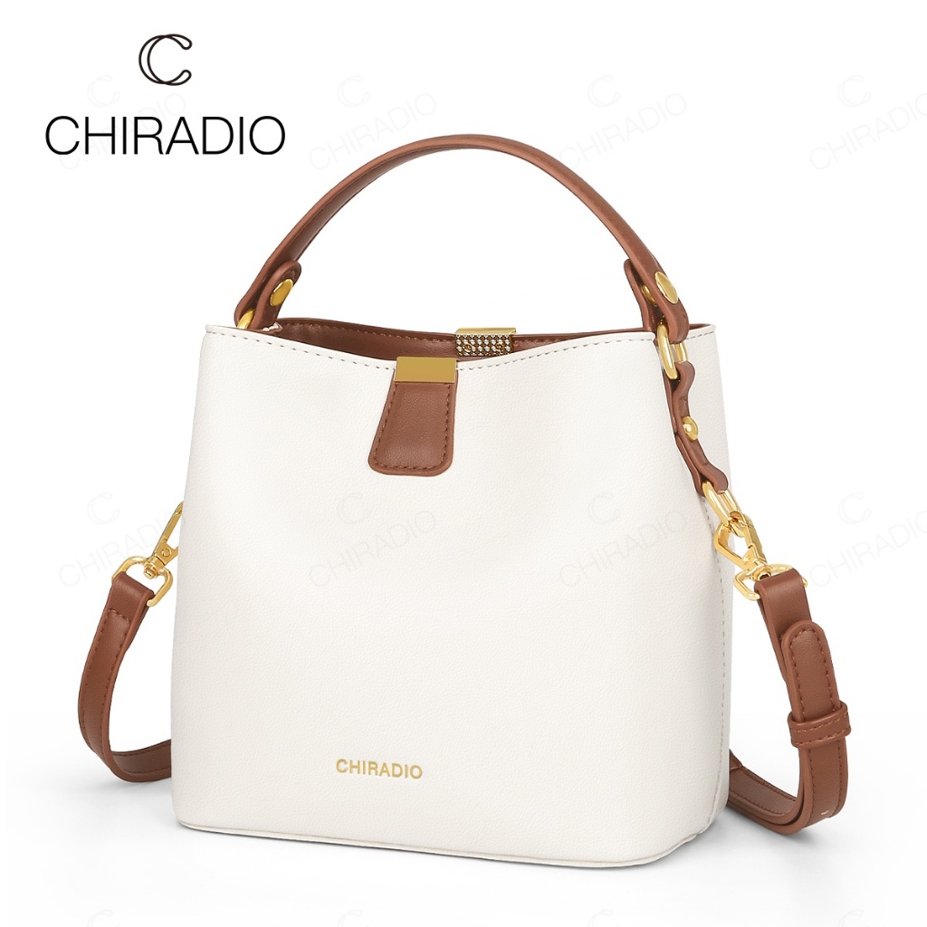 CHIRADIO กระเป๋าสะพายข้างแฟชั่นใหม่ กระเป๋าทรงถังสำหรับเดินทาง สัมผัสหรูหรา H004