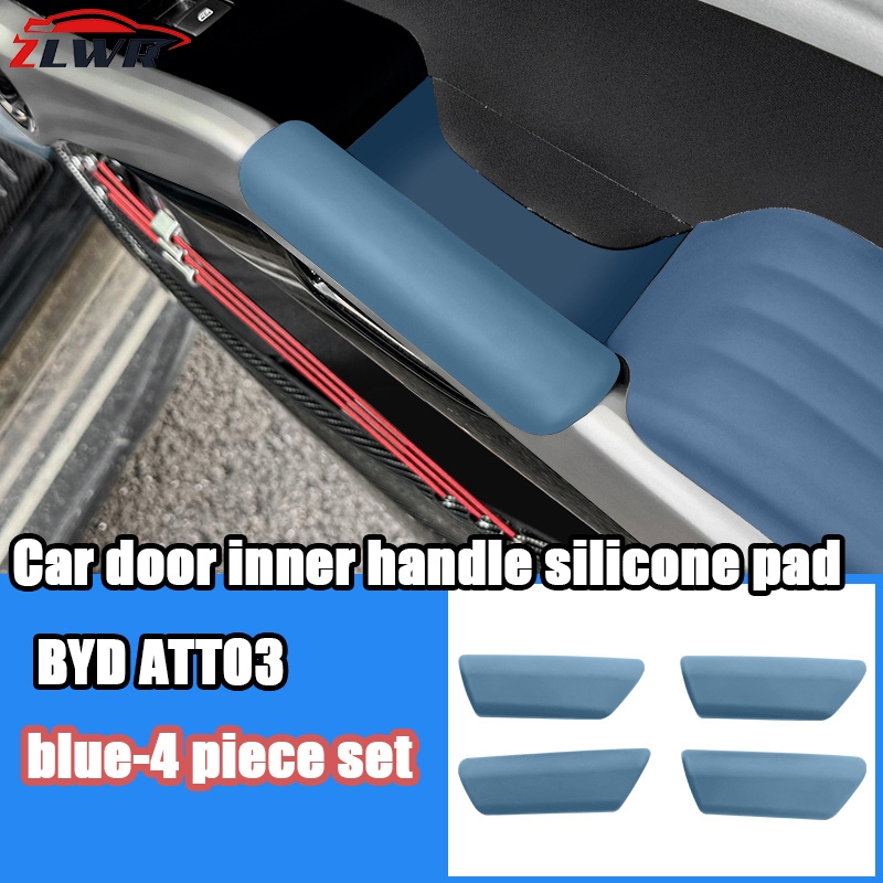ZLWR เหมาะสำหรับที่หุ้มที่วางแขนมือจับประตู BYD ATTO 3, ถุงมือเปิดประตูป้องกันซิลิโคน, วัสดุซิลิโคน, อุปกรณ์ตกแต่งภายในรถยนต์ที่ทนต่อรอยขีดข่วนและการสึกหรอ