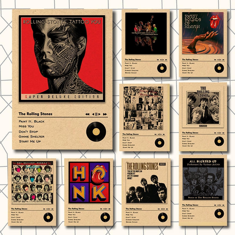 The Rolling Stones โปสเตอร์ร้อนเพลงอัลบั้ม Star โปสเตอร์ Rock โปสเตอร์ Hip Hop โปสเตอร์สําหรับห้องนั่งเล่นกระดาษคราฟท์ภาพวาด Art Home Wall Decor ภาพ