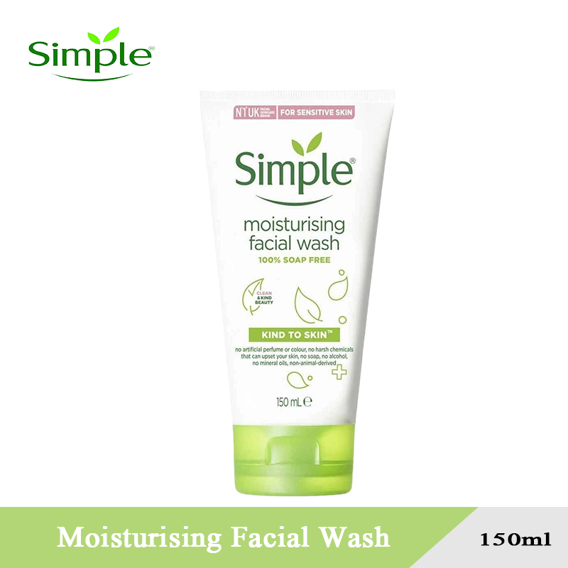[2pcs]SIMPLE KIND TO SKIN MOISTURE FACIAL WASH150ML โฟมล้างหน้าสูตรมอยส์เจอร์ไรเซอร์ ทำความสะอาดผิวหน้าอย่างล้ำลึก(150ml+150Ml)