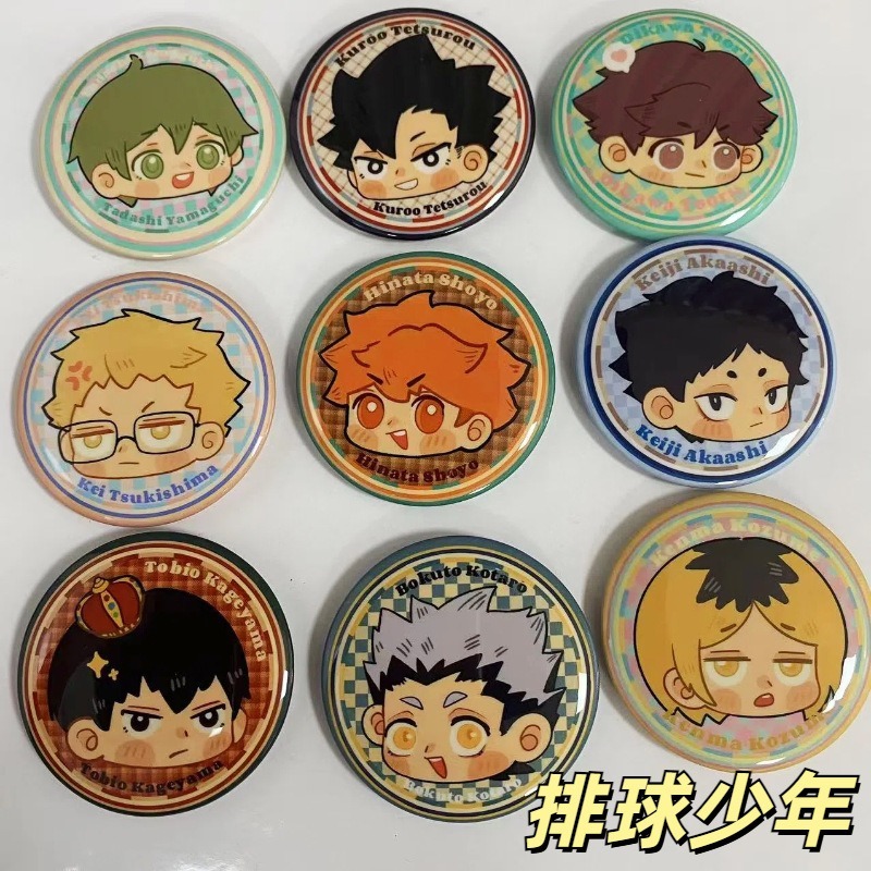 อะนิเมะ Haikyuu Oikawa Tooru Hinata Kenma Kozume น่ารักป้ายปุ่มเข็มกลัด Pins คอสเพลย์คอลเลกชันของเล่นกระเป๋าตกแต่งของขวัญ 58 มม.