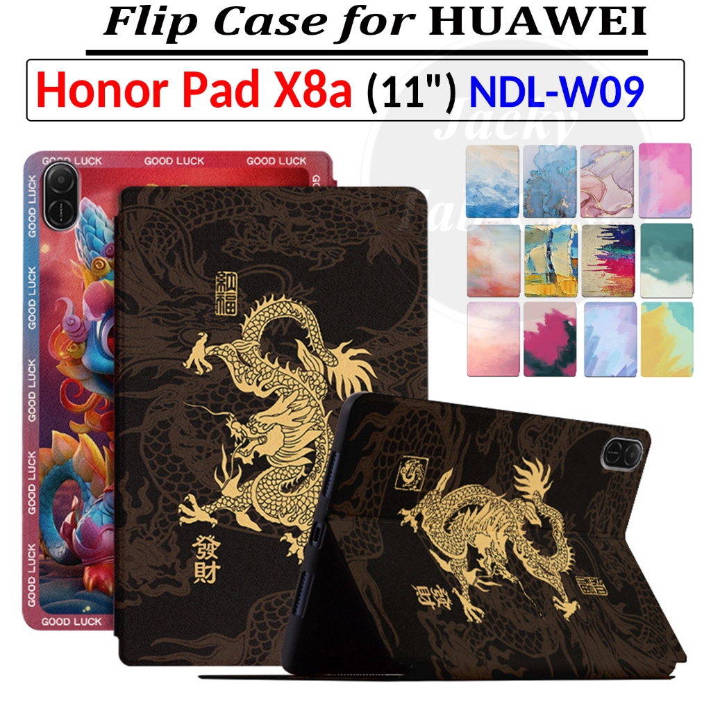 สําหรับ HONOR Pad X8A แท็บเล็ต 11.0 " 2024 แฟชั่นจีน Loong กระต่ายรูปแบบ PU หนัง HONOR Tab NDL-W09 N