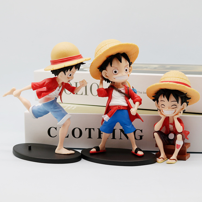 3 ชิ้น/เซ็ต 13 ซม.Eiichiro Oda One Piece อะนิเมะรูปหมวกฟางลิง D Luffy Run Smile รุ่น Q PVC Action Figures ตุ๊กตาของเล่นของขวัญ
