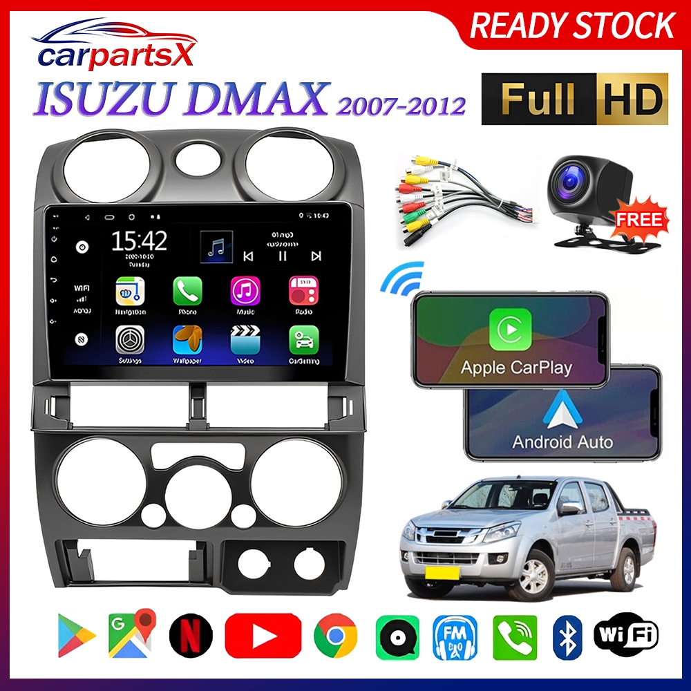 Carplay 9 นิ้วจอแสดงผลรถยนต์ Android หน้าจอสัมผัส GPS นําทางย้อนกลับวิดีโอ Android Auto Mirrorlink สําหรับ ISUZU DMAX 07-12 พร้อมกรอบ