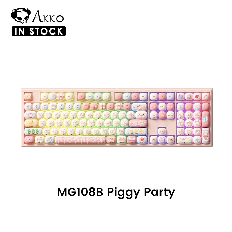 Akko x MonsGeek MG108B Piggy Party คีย์บอร์ดหลายโหมดพร้อมโปรไฟล์ RGB MOG แบบถอดเปลี่ยนได้ร้อน PBT ke