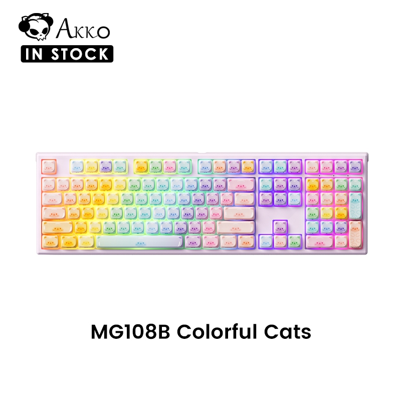 Akko x MonsGeek MG108B สีสันแมวหลายโหมดคีย์บอร์ดแบบกลไกพร้อมโปรไฟล์ RGB MAO แบบถอดเปลี่ยนได้ร้อน PBT