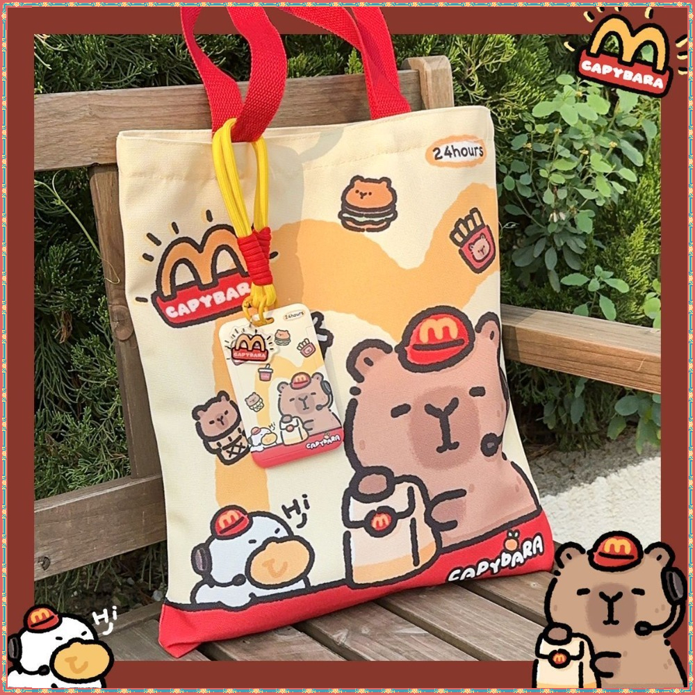 New McDonald's Canvas Bag McDonald's Cute Bag ins Capybara Bag Cute Capybara Shoulder Bag Messenger 