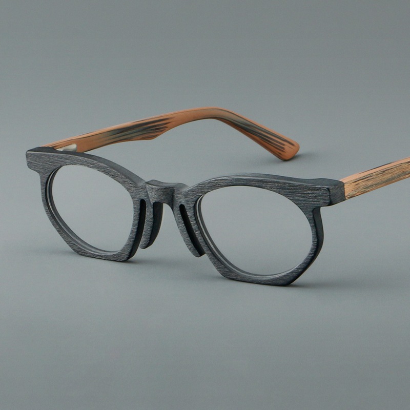 เลียนแบบลายไม้ Acetate กรอบแว่นตาผู้ชายผู้หญิง Vintage รูปไข่ขนาดเล็กกรอบแว่นตา Retro แบรนด์หรูแว่นตา 5611