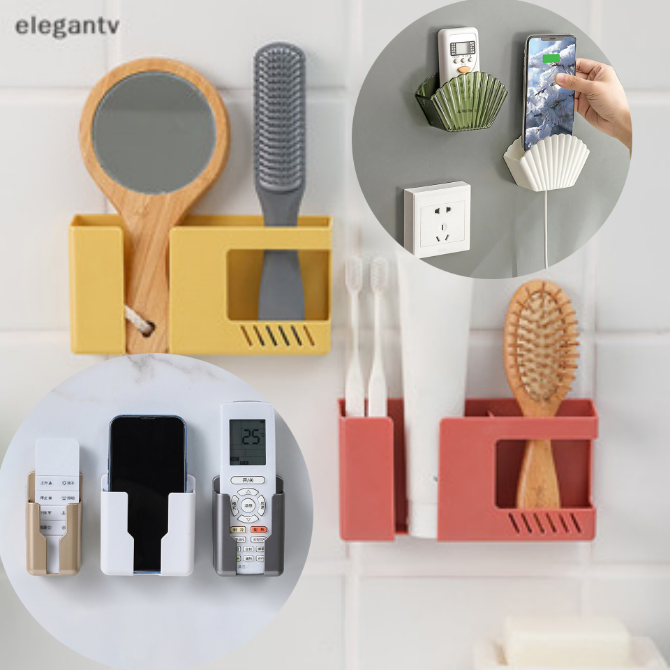 Egn กล่องเก็บรีโมทคอนโทรลโทรศัพท์มือถือแบบติดผนัง al Punch-free Storage Rack แขวนผนังผู้ถือ N