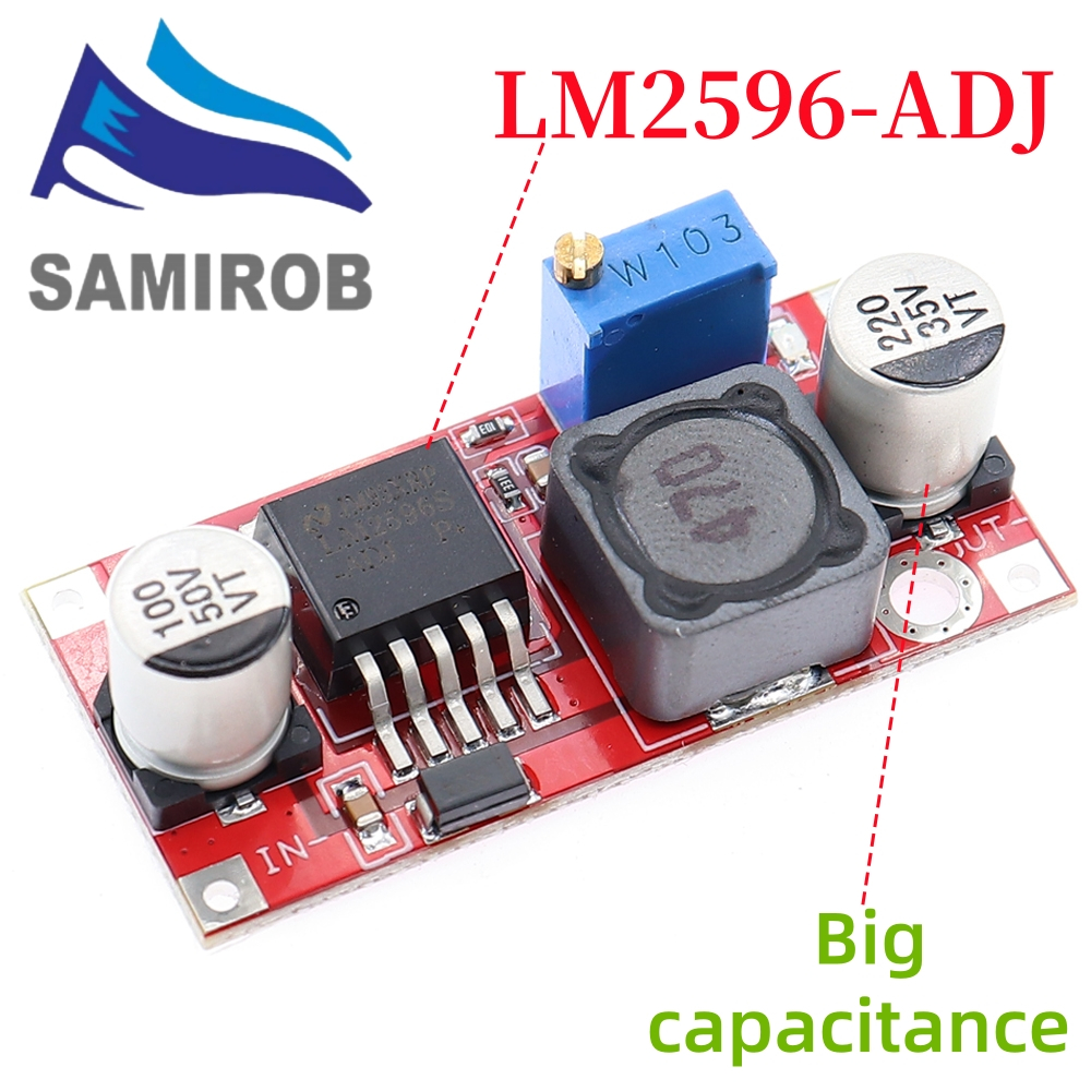 Lm2596 Power Converter ขั้นตอนลงโมดูลสีแดงบอร์ด DC-DC 1.5V-35V แหล่งจ่ายไฟแบบปรับได้ 3.3 V/5 V/12 V LM2596S-ADJ (Hong)