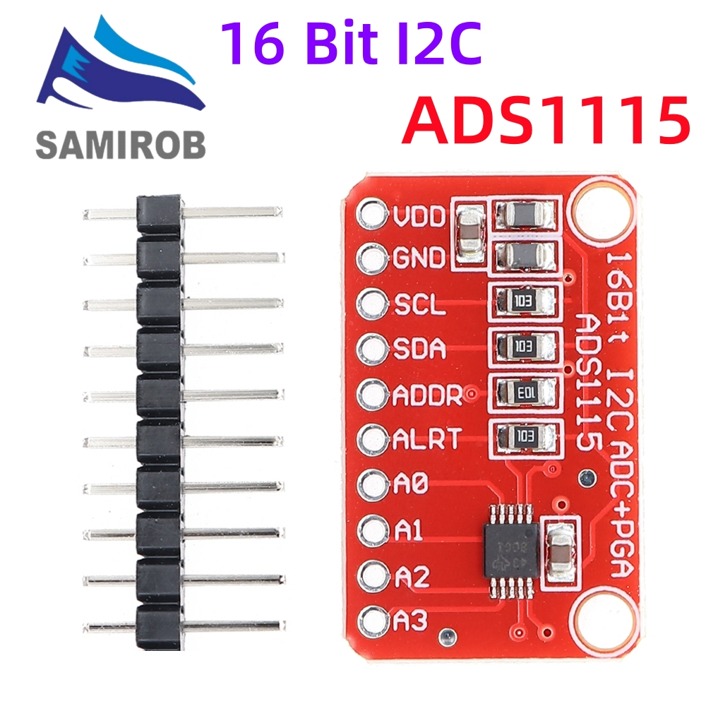 Ads1115 โมดูลสีแดง 16 บิต I2C ADC 4 ช่องพร้อม Pro Gain Amplifier สําหรับ Arduino