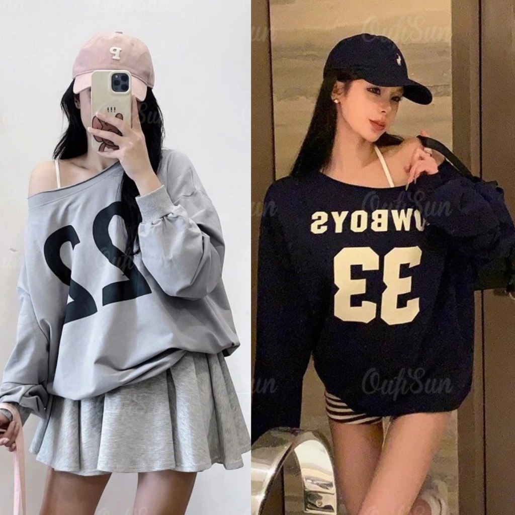 สไตล์เกาหลี เสื้อสเวตเตอร์เปิดไหล่แขนยาวคลาสสิก เลขที่.22 ฤดูใบไม้ร่วงแฟชั่นหลวมเสื้อปิดไหล่สําหรับผู้หญิงเทรนด์สุดฮอต 2567