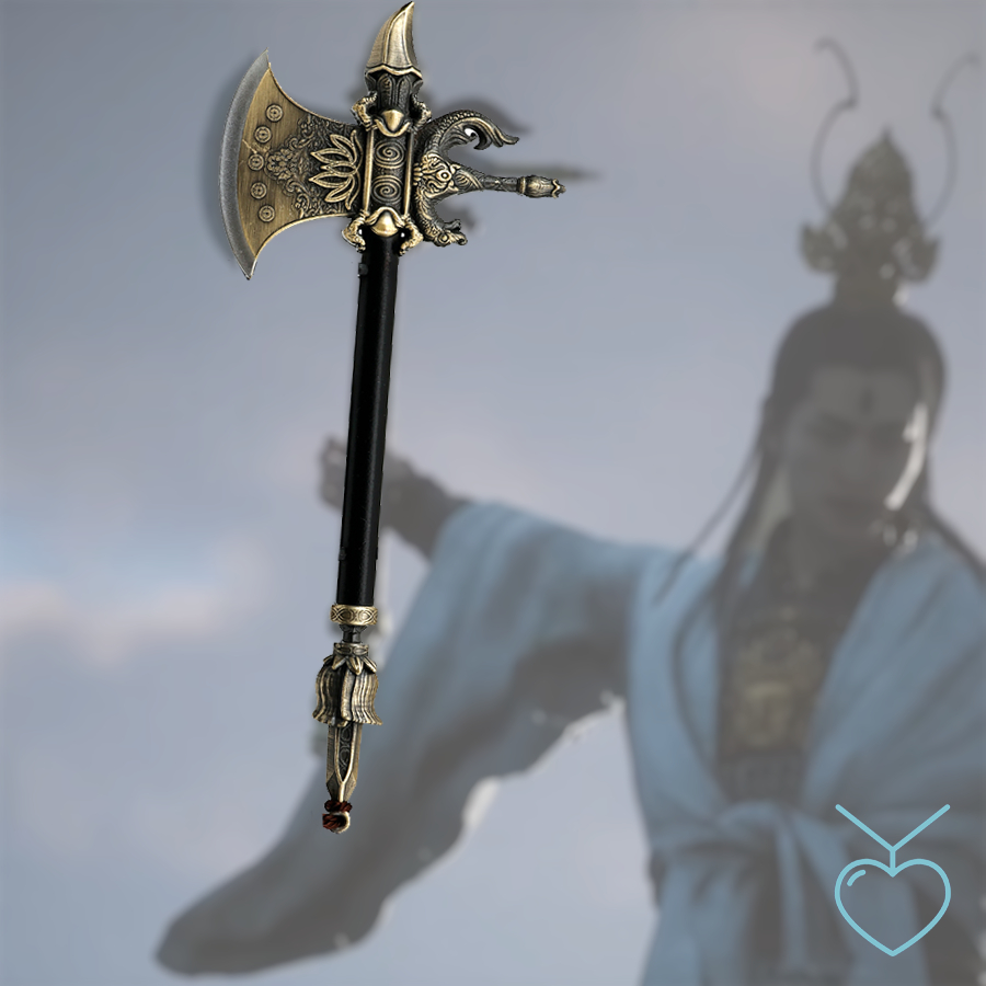 Black Myth Goku-Weapon Model, < Black Myth: WuKong > -เครื่องประดับอาวุธโลหะ, ขวานภูเขา Yang Kai, Xiansheng Zhenjun-Huangfeng Dasheng-เครื่องประดับโมเดลอาวุธโลหะ