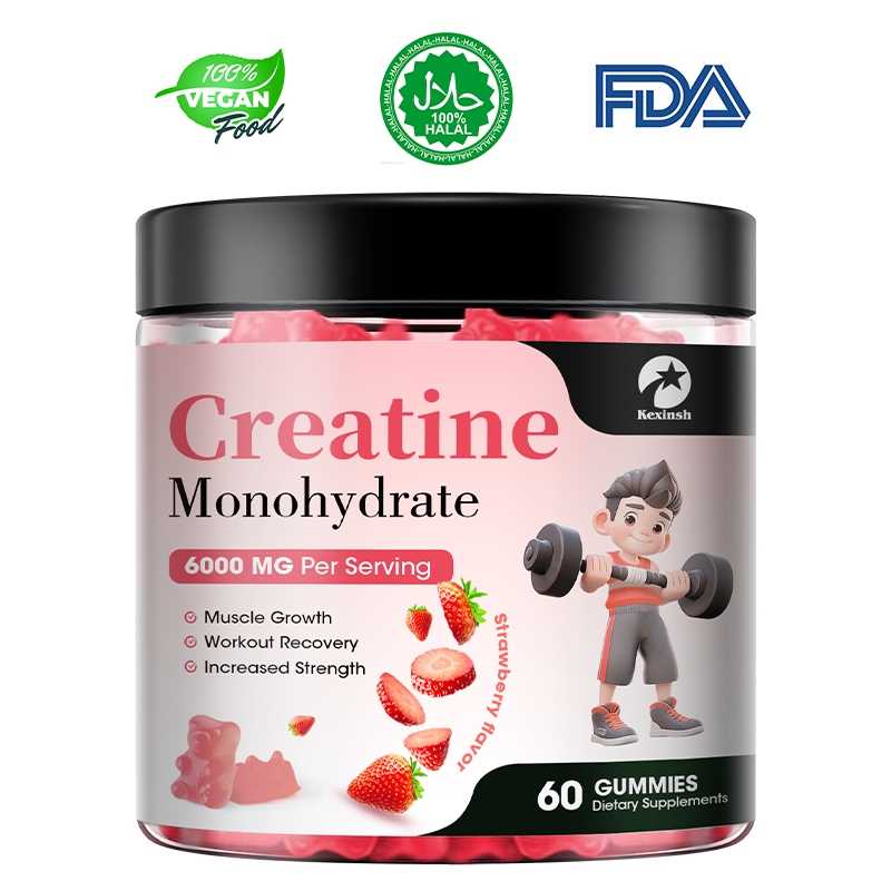 Kexinsh Creatine Monohydrate Gummies สําหรับผู้ชายและผู้หญิง 6000 มก. ของ Creatine Monohydrate ต่อเสิร์ฟ - Creatine เม็ดเคี้ยวน้ําตาลสําหรับกล้ามเนื้อ, ตัวสร้างกล้ามเนื้อ, เพิ่มพลังงาน