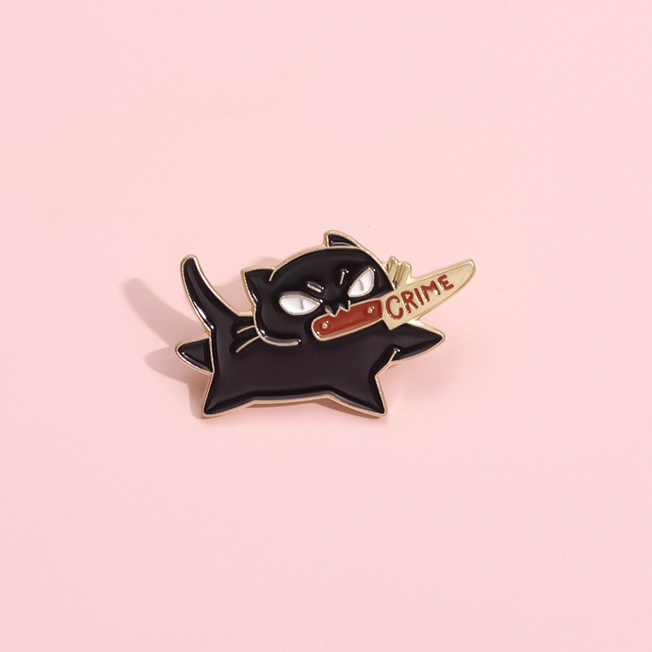 The Black Cat เข็มกลัด Pins แมวตลกสัตว์เข็มกลัดป้ายปกกระเป๋าเป้สะพายหลังอุปกรณ์เสริมของขวัญสําหรับเพื่อน