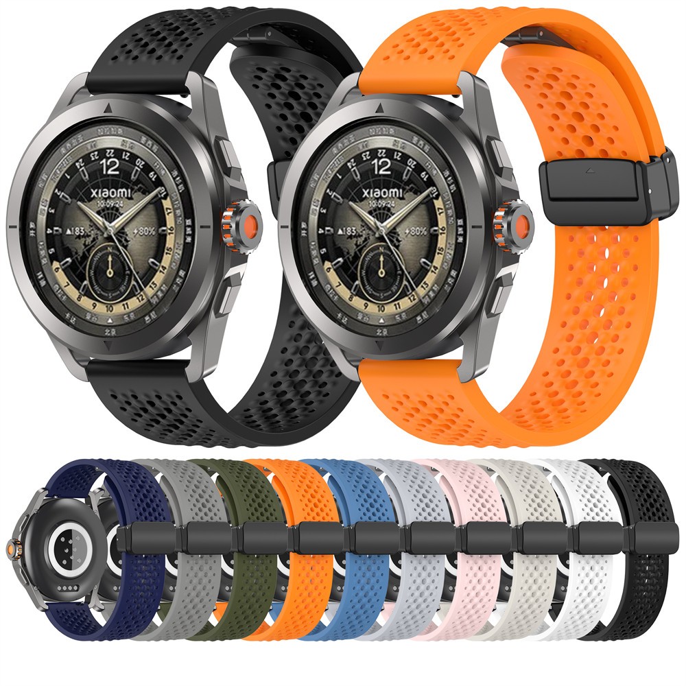 22 มม.ซิลิโคนสําหรับ xiaomi นาฬิกา S4 Sport Band Cave สไตล์กีฬาแม่เหล็ก breathable พับหัวเข็มขัดสายนาฬิกาสําหรับ xiaomi นาฬิกา S1 S2 S3
