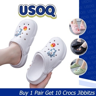 ซื้อ Usoq Croc รองเท้าแตะผู้หญิงและผู้ชายรองเท้าแตะทํางานรองเท้าลําลองหนา Soled ยืดหยุ่นสูง EVA วัสดุฟรี Jibbitz Croc อุปกรณ์เสริม