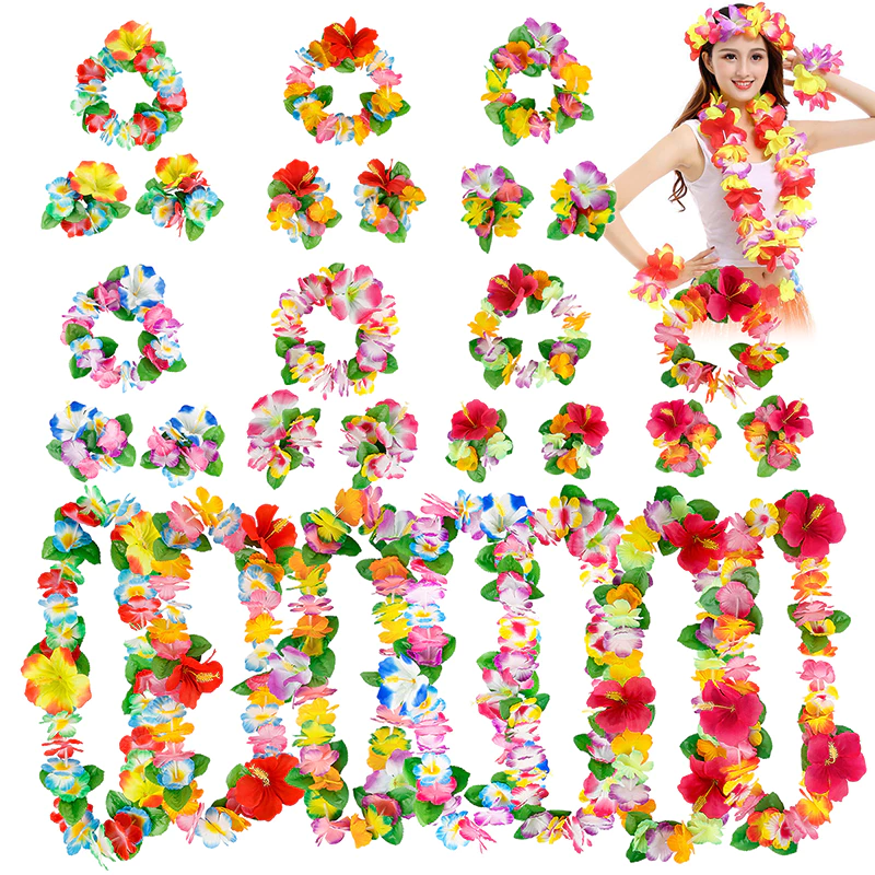 Egn 4 ชิ้น/เซ็ตดอกไม้ฮาวาย Leis DIY สร้อยคอพวงมาลัยแฟนซีปาร์ตี้ชุดตกแต่ง N