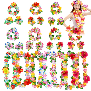 Egn 4 ชิ้น/เซ็ตดอกไม้ฮาวาย Leis DIY สร้อยคอพวงมาลัยแฟนซีปาร์ตี้ชุดตกแต่ง N