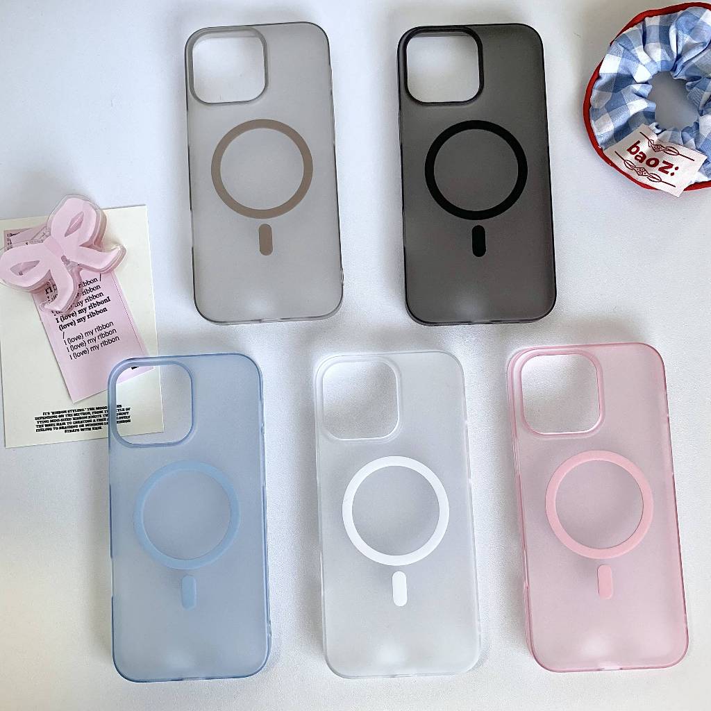 Hoce สําหรับ iPhone 16 15 14 13 12 Pro Max 16 Plus Matte Slim Case Magnetic Wireless Charger Hard PC โปร่งแสงกรณี