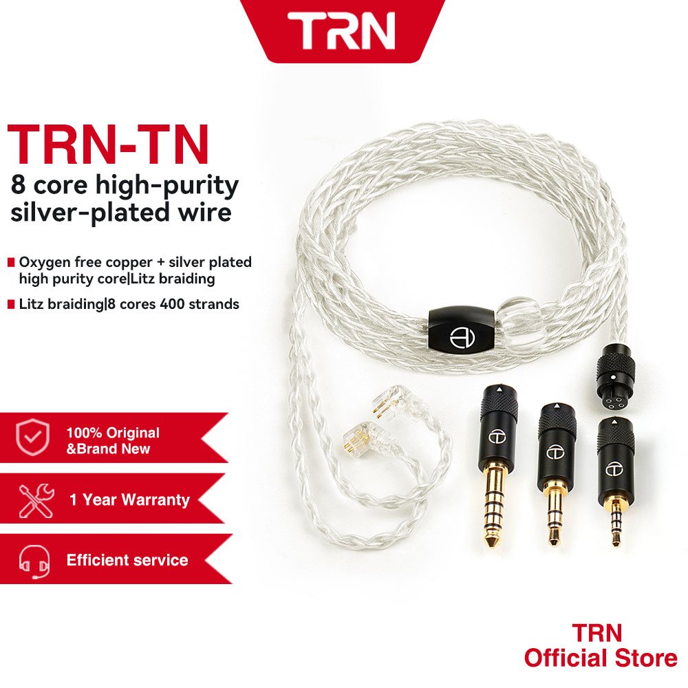 Trn TN 8Core Silver Plated หูฟังอัพเกรดสําหรับ TRN KZ QKZ CCA TFZ FiiO Hidizs SIMGOT TangZu