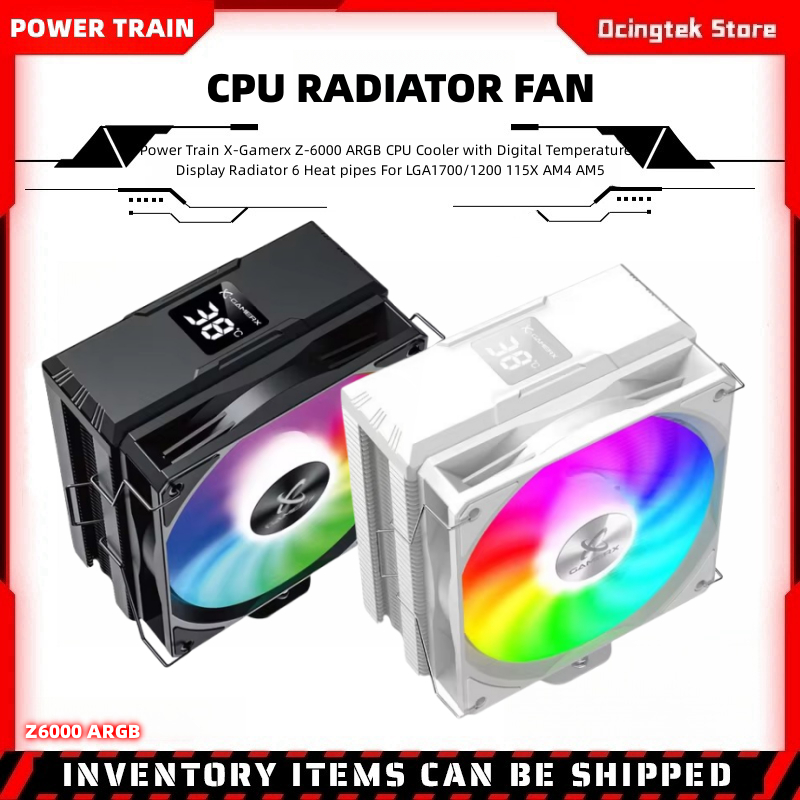 รถไฟ X-Gamerx Z-6000 ARGB CPU Cooler ดิจิตอลจอแสดงผลหม้อน้ํา 6 ท่อความร้อนสําหรับ LGA1700/1200 115X AM4 AM5