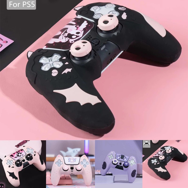 Sweet Skull ซิลิโคนผิว Cover Gamepad สติกเกอร์นุ่มสําหรับ Sony Dualsense 5 PS5 Controller Thumb Stick Grip Cap Protector