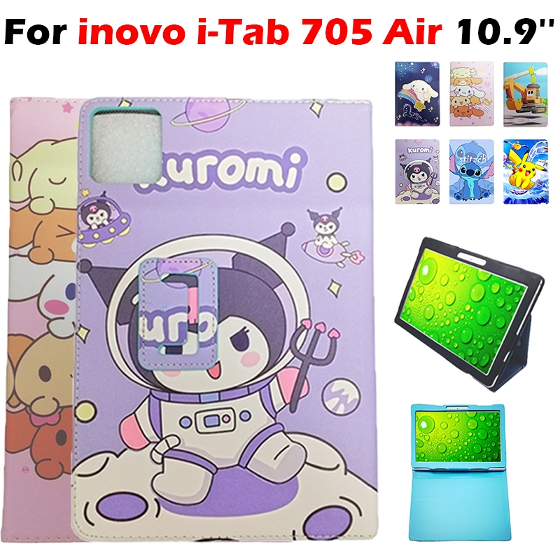 การ์ตูนทาสี PU หนัง flap สําหรับ inovo i-Tab 705 Air 10.9 Flip cover inovo i-Tab 705Air 10.9 นิ้ว 2023 ฝาครอบขาตั้งกรณีผู้ถือ
