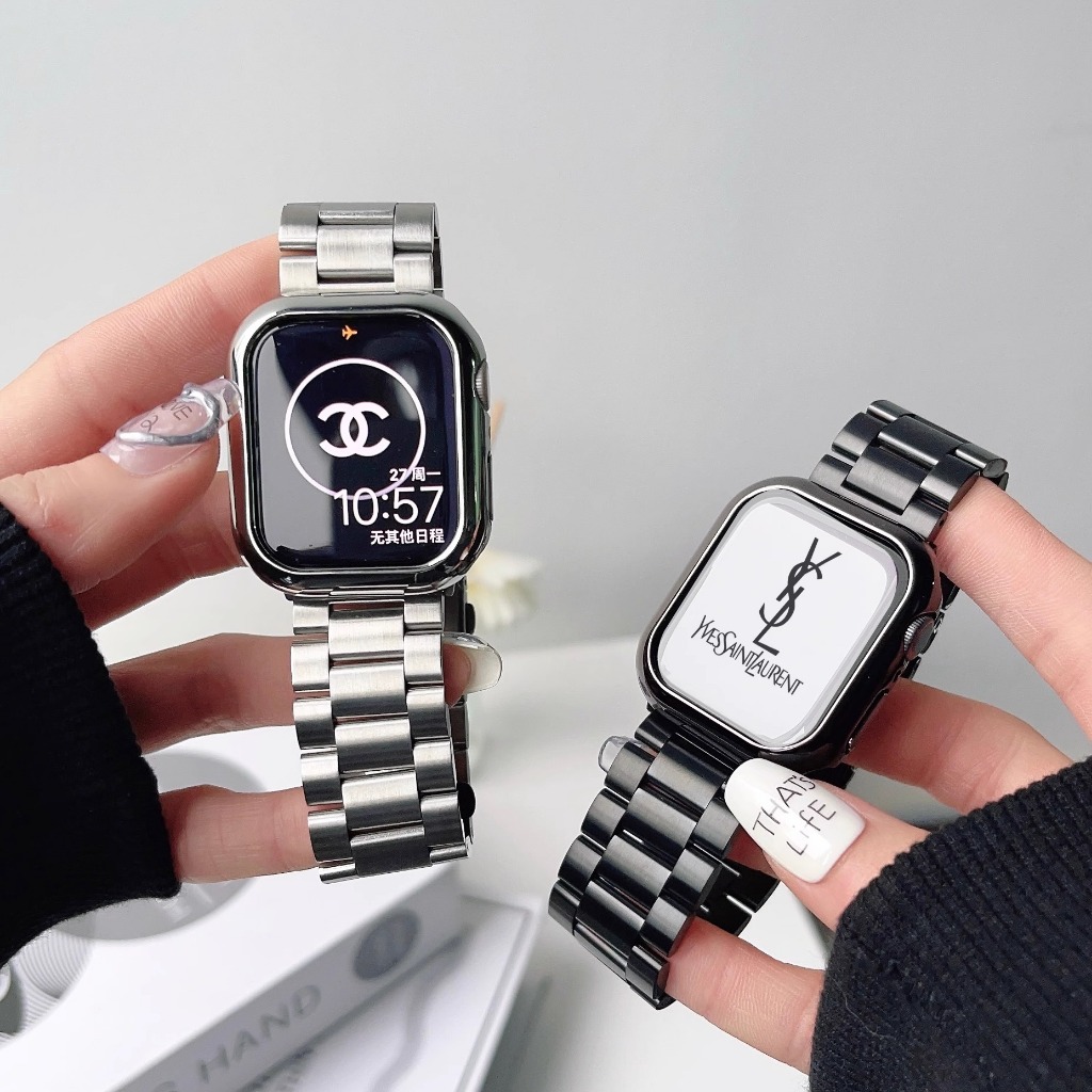 สายสแตนเลสสําหรับ iWatch band S10 9 SE 7 6 5 3 Ultra 2 49 มม.สายนาฬิกาโลหะสําหรับ iSmart Watch 46 มม.42/44/45 มม.41/40/48 อุปกรณ์เสริม