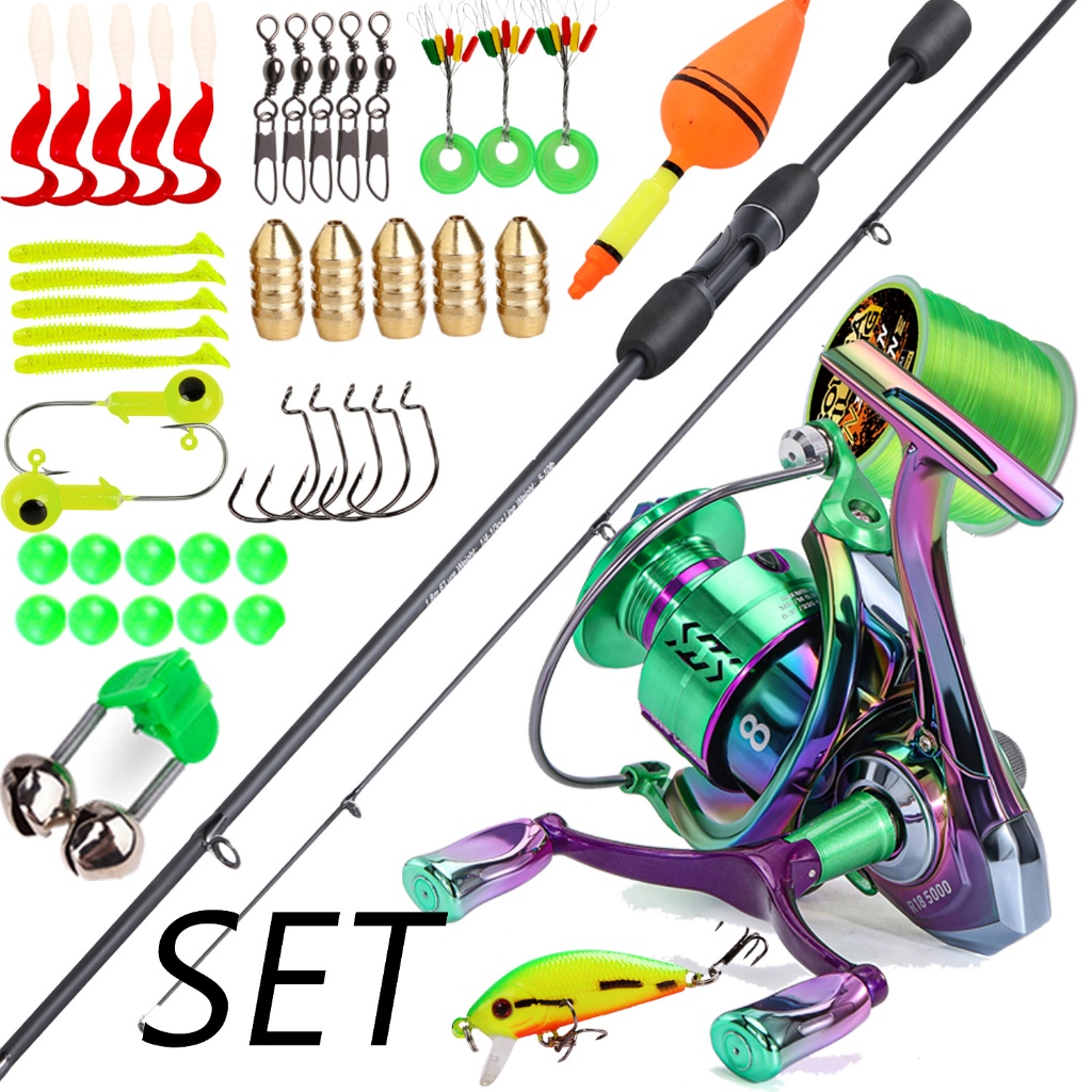 Sougayilang ชุดรอกคันเบ็ดตกปลา คาร์บอนไฟเบอร์ 1.8 ม. 6BB 5.2:1 10 กก.