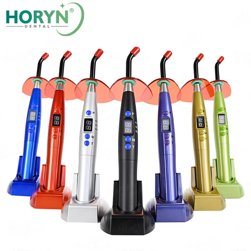 ทันตกรรมไร้สาย UV LED Curing Light Blue ไร้สาย 5-40 วินาที Cure Light โคมไฟ Curing Machine ปรับเวลาการทํางาน