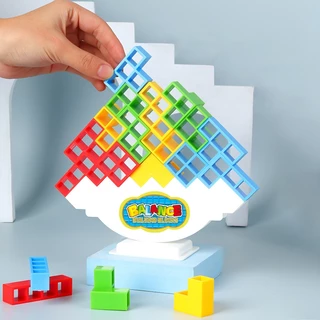 GeeToy เกมทาวเวอร์ เตตริส สีสันสดใส เตตริส ของเล่นสมดุลบล็อกซ้อนซ้อนซ้อนประกอบอาคารบล็อกของเล่นเพื่อการศึกษาสําหรับเด็ก