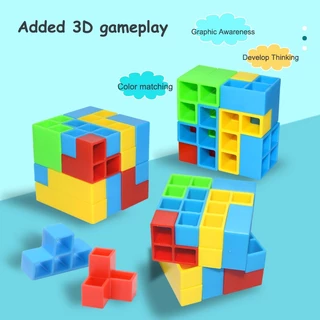 GeeToy เกมทาวเวอร์ เตตริส สีสันสดใส เตตริส ของเล่นสมดุลบล็อกซ้อนซ้อนซ้อนประกอบอาคารบล็อกของเล่นเพื่อการศึกษาสําหรับเด็ก