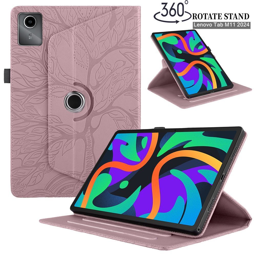 เคสฝาพับ วงเล็บหมุน 360 องศา Lenovo Tab M11 11.0 นิ้ว 2024 กรณี TB330XU TB330FU TB331FC เคสแท็บเล็ต แฟชั่นหนังพลิกกันกระแทกฝาครอบป้องกัน
