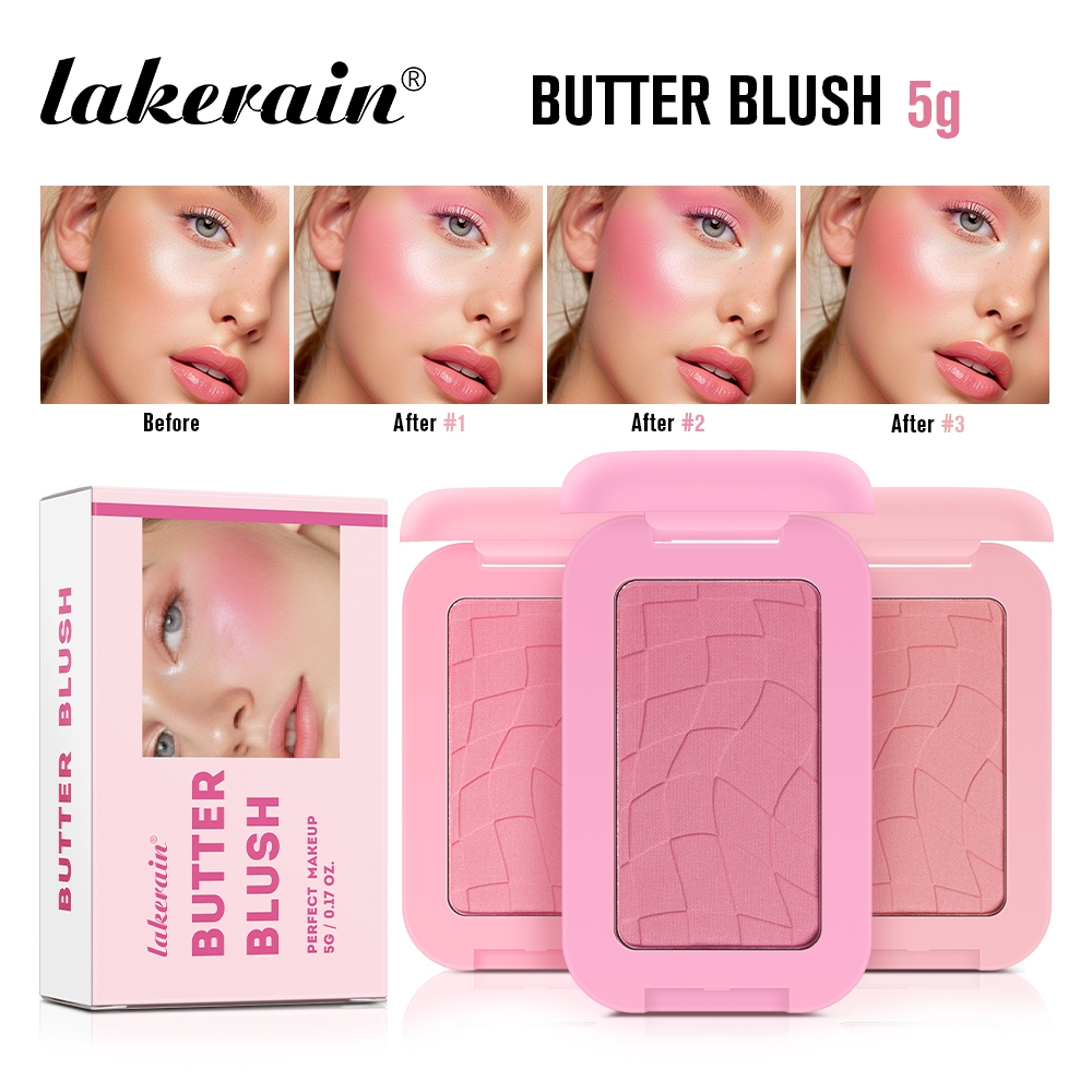 Lakerain Single Color Butter Blush Matte Natural Cheek Tint กันน้ํา Face Contouring เครื่องสําอาง Blush Powder Face Soft แต่งหน้าหญิง
