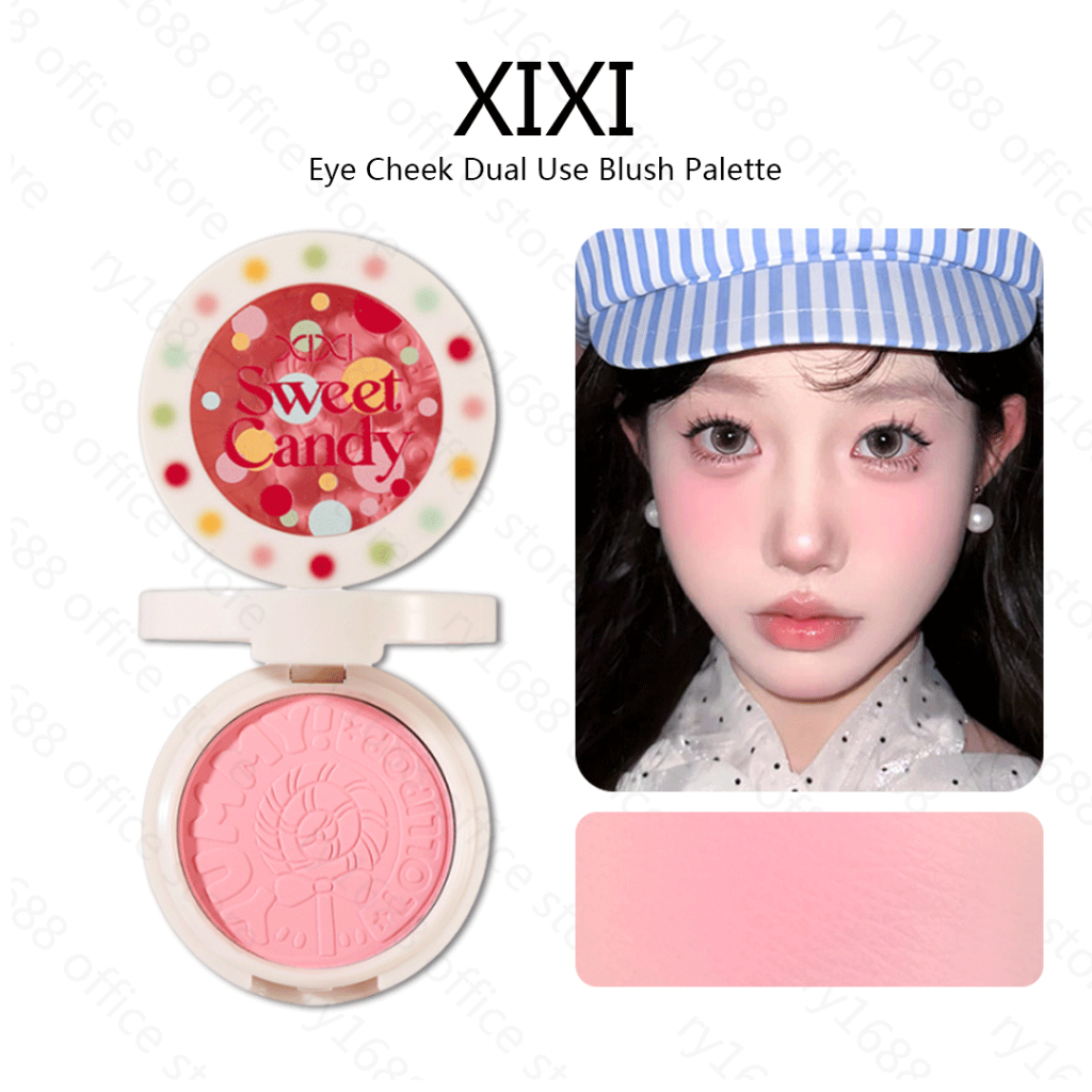 Xixi Eye Cheek Dual Use Blush Powder 3.5g เด็กสาวแต่งหน้ากันน้ําสีชมพู Rouge Palette D764