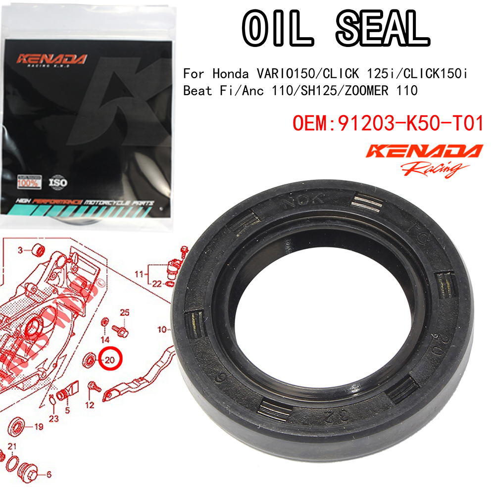KENADA RACING FOR Honda แท้ศูนย์ 91203-K50-T01 ซีลกันน้ำมัน, 20x32x6 (NOK) SCOOPY i / MOOVE FOR Honda แท้ศูนย์