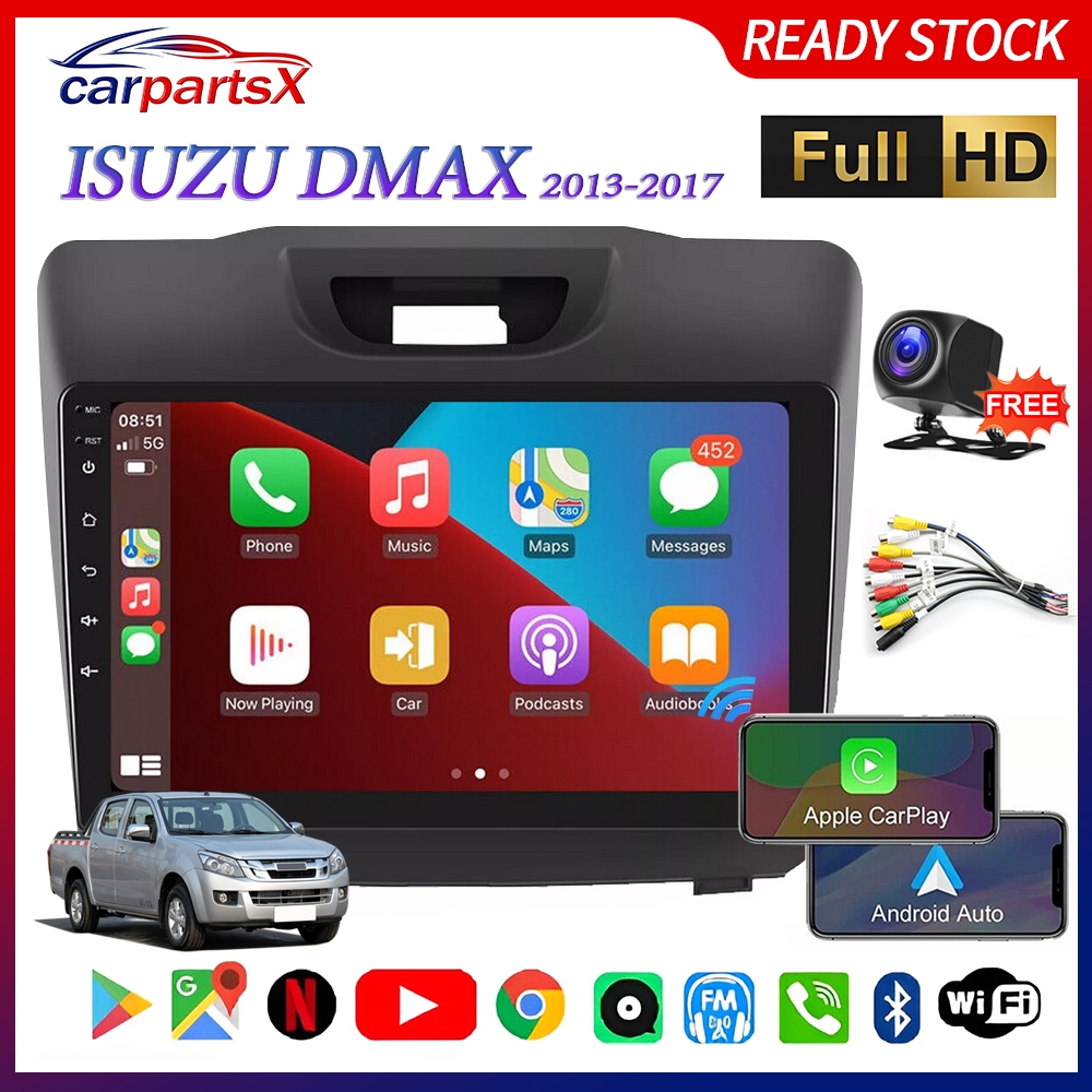Carplay 9 นิ้วจอแสดงผล Android หน้าจอสัมผัส GPS นําทางย้อนกลับวิดีโอ Android Auto Mirrorlink สําหรับ ISUZU D-MAX 13-17 พร้อมกล้องฟรีกรอบ