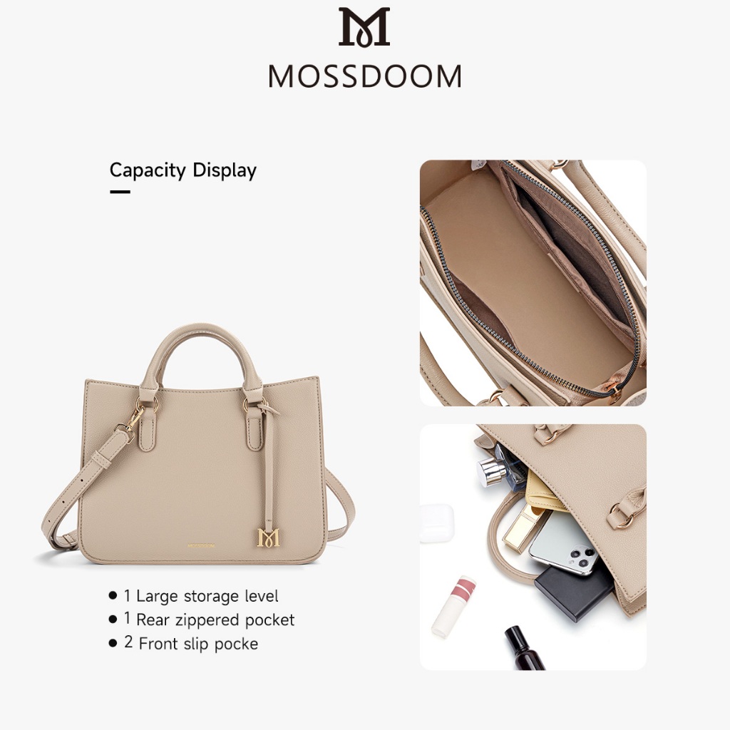 MOSSDOOM Naomi Bag กระเป๋าแฟชั่ั่นผู้หญิงเรียบหรูดูแพง มีสายสะพายข้างไปพร้อมกับจี้ห้อยสีทอง