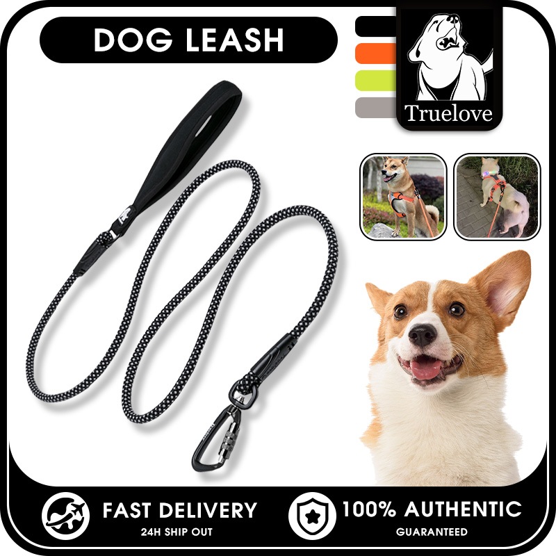 TRUELOVE เชือกไนลอนสายจูงสุนัขสัตว์เลี้ยงวิ่งสําหรับสุนัขขนาดกลางขนาดใหญ่สะท้อนแสงพร้อมที่จับนุ่มเดินสัตว์เลี้ยงเชือกตะกั่วอุปกรณ์สัตว์เลี้