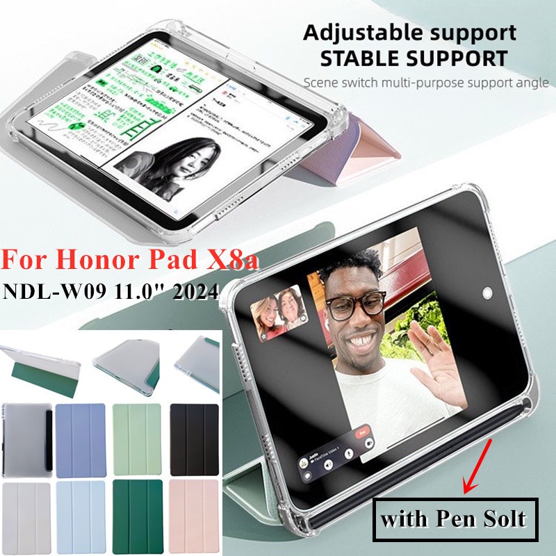 สําหรับ HONOR Pad X8a NDL-W09 11.0 "2024 อะคริลิคล้างกลับ Soft TPU Flip Casing Huawei Honor Pad X8A 