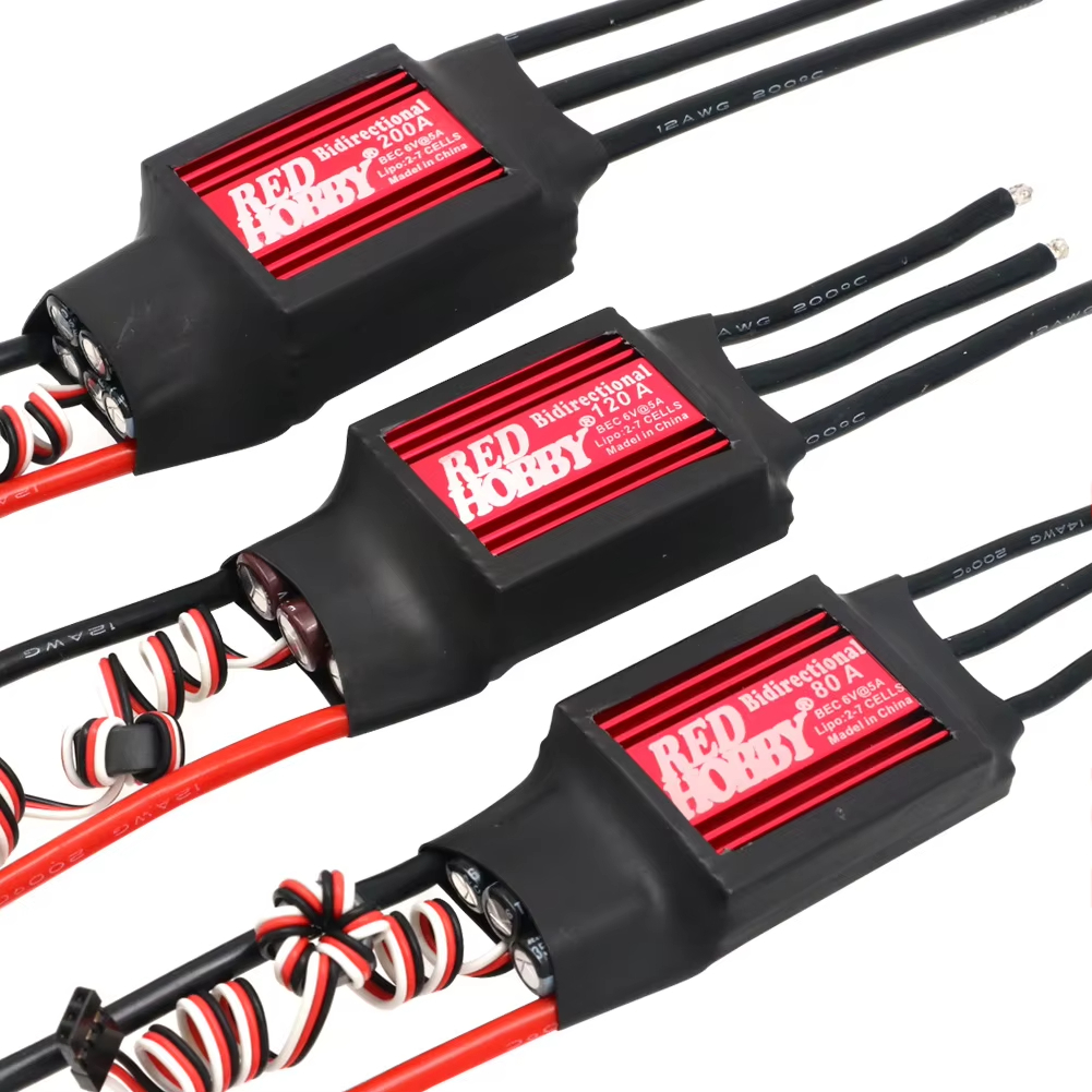 Redhobby 80A 120A 200A ESC ไร้แปรงถ่านแบบสองทิศทางสําหรับรีโมทคอนโทรลรถเรือนิวเมติกใบพัดใต้น้ํา