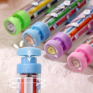 8 in 1 ดินสอสีหลากสี Kawaii ดินสอสีแบบพับเก็บได้งานฝีมือศิลปะ DIY Graffiti วาดภาพวาดปากกาหมุนน้ํามันดินสอเครื่องเขียนโรงเรียนอุปกรณ์สํานักงาน