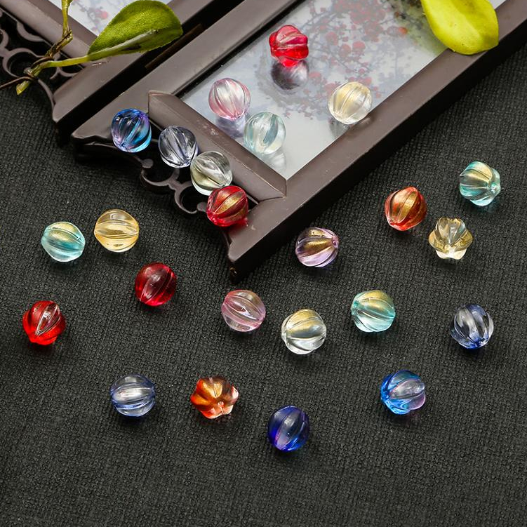 10 ชิ้น/ล็อต 10 มม.ลูกปัดฟักทองแก้ว Multicolor Gradient Shiny ลูกปัดหลวม Jewellry ทําสร้อยคอและสร้อยข้อมือ