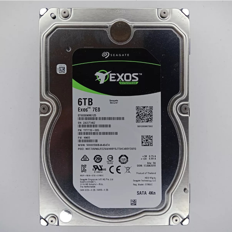 Seagate Exos 7E8 ST6000NM0125 6TB 3.5" ฮาร์ดไดรฟ์เดสก์ท็อป SATA