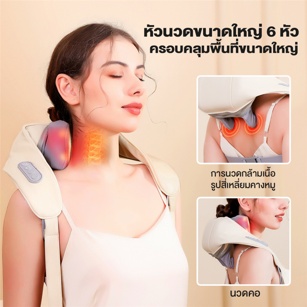 CkeyiN เครื่องนวดไหล่เครื่องนวดไฟฟ้าแบบนวดเนื้อเยื่อลึกเครื่องนวด 6 มิติพร้อมฟังก์ชันทำความร้อนเครื่องนวดหลังและคอเพื่อบรรเทาอาการปวดกล้ามเนื้อเครื่องนวดคอ