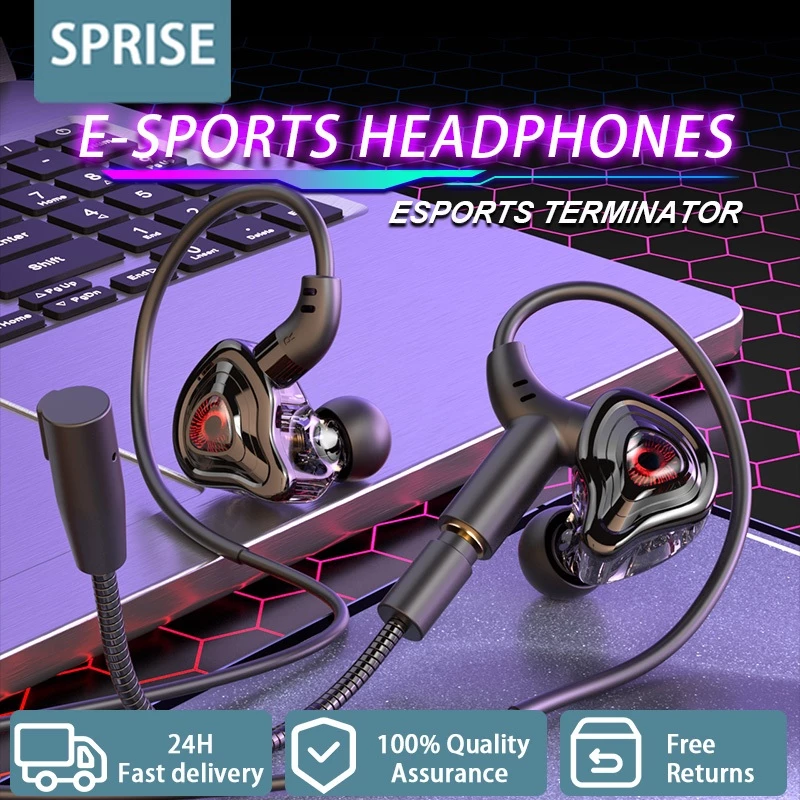 Sprise G59 เบสหูฟังแบบมีสายสําหรับเล่นเกมพร้อมไมโครโฟนคู่เสียงรบกวน Cancel HiFi PC ชุดหูฟังเดสก์ท็อปหูฟัง Universal 3.5 มม./TypeC
